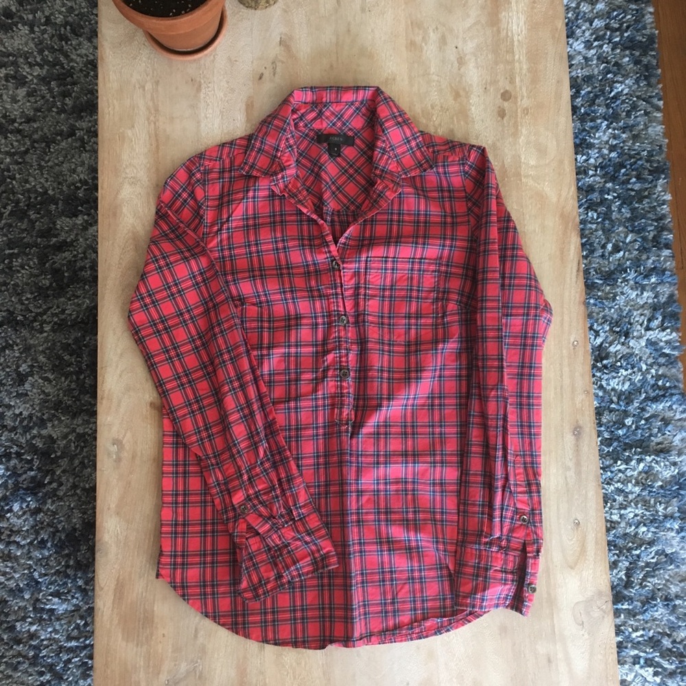 J. Crew Pullover Plaid Button Up